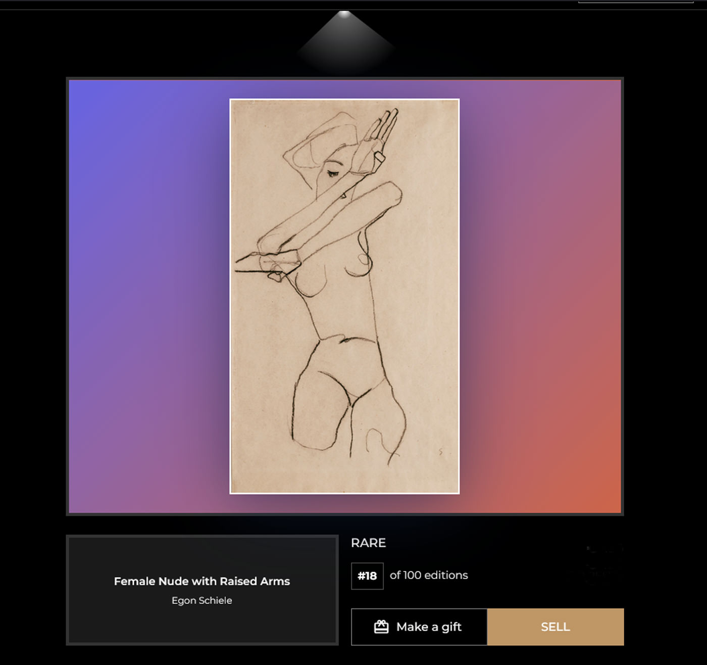 Leopold Museum - NFT von Egon Schiele "Weiblicher Akt mit erhobenen Unterarmen" - www.wien-erleben.com