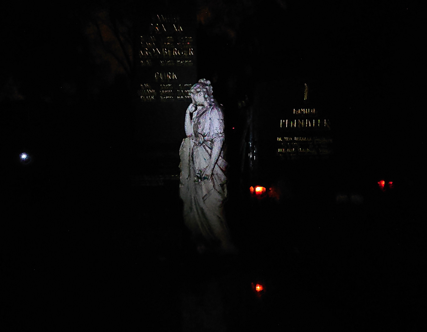 Der Zentralfriedhof bei Nacht Führung - von der Taschenlampe beleuchtete Gräber - www.wien-erleben.com
