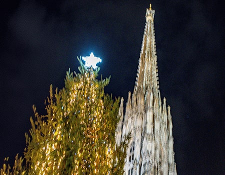 Bericht Weihnachtsdorf auf dem Stephansplatz Vienna - Stephansdom mit Christbaum - www.wien-erleben.com