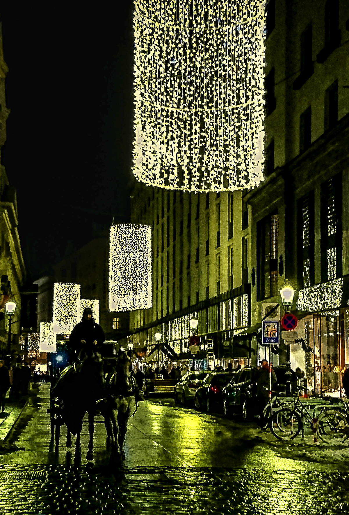 Weihnachtsbeleuchtung in Wien - Fiaker in der Herrengasse - www.wien-erleben